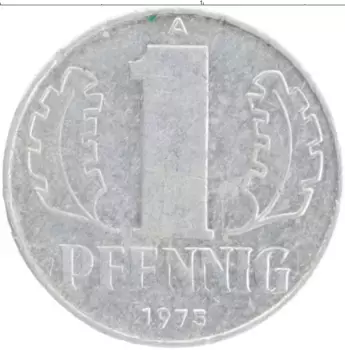 Монета пфенниг ГДР 1975 года Алюминий А