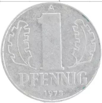 Монета пфенниг ГДР 1975 года Алюминий А