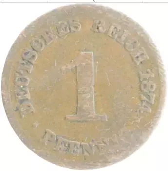 Монета пфенниг Германии 1874 года Медь C