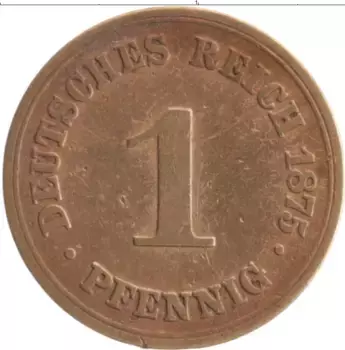 Монета пфенниг Германии 1875 года Медь B