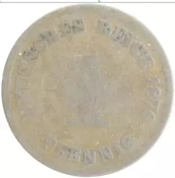 Монета пфенниг Германии 1876 года Медь E