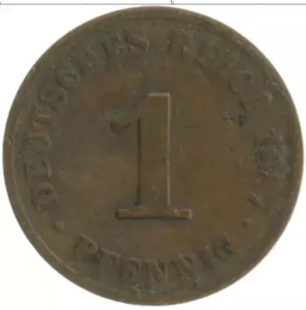 Монета пфенниг Германии 1887 года Медь F