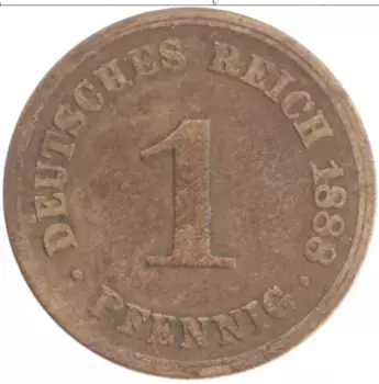 Монета пфенниг Германии 1888 года Медь A