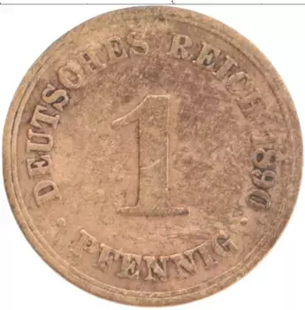 Монета пфенниг Германии 1890 года Медь A