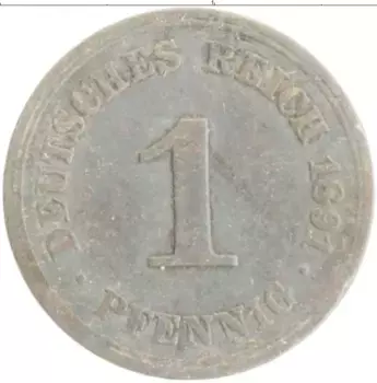 Монета пфенниг Германии 1891 года Медь A