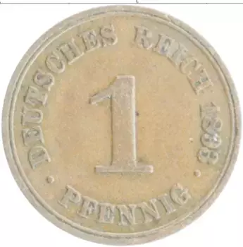 Монета пфенниг Германии 1893 года Медь A