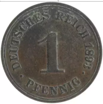 Монета пфенниг Германии 1893 года Медь А