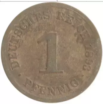 Монета пфенниг Германии 1893 года Медь D