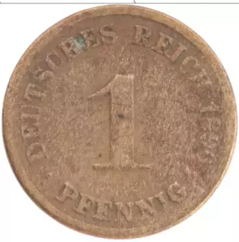 Монета пфенниг Германии 1896 года Медь D