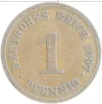 Монета пфенниг Германии 1897 года Медь A