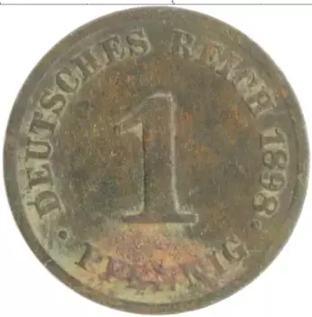 Монета пфенниг Германии 1898 года Медь J