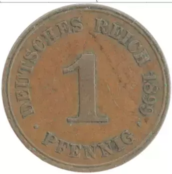 Монета пфенниг Германии 1899 года Бронза А