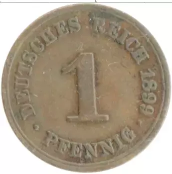 Монета пфенниг Германии 1899 года Медь D