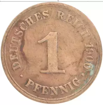 Монета пфенниг Германии 1900 года Медь A