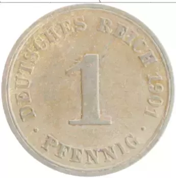 Монета пфенниг Германии 1901 года Медь A