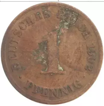 Монета пфенниг Германии 1902 года Медь А