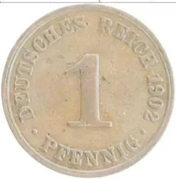 Монета пфенниг Германии 1902 года Медь A