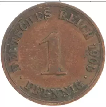 Монета пфенниг Германии 1903 года Медь A