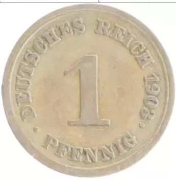 Монета пфенниг Германии 1903 года Медь E