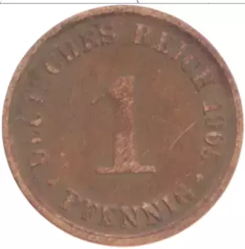 Монета пфенниг Германии 1905 года Медь A