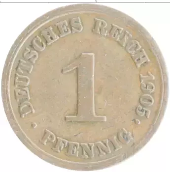 Монета пфенниг Германии 1905 года Медь E
