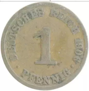 Монета пфенниг Германии 1906 года Медь А