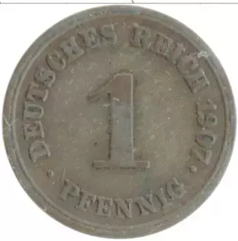 Монета пфенниг Германии 1907 года Медь A