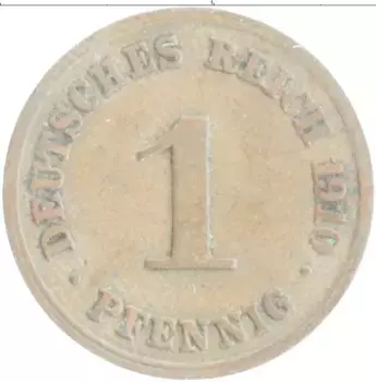 Монета пфенниг Германии 1910 года Медь D
