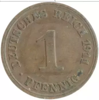 Монета пфенниг Германии 1911 года Медь A