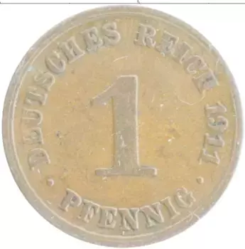 Монета пфенниг Германии 1911 года Медь A