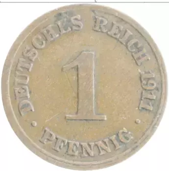 Монета пфенниг Германии 1911 года Медь D