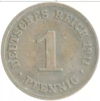Монета пфенниг Германии 1911 года Медь D
