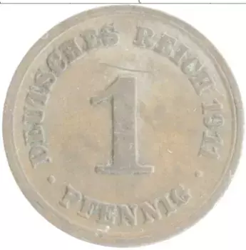 Монета пфенниг Германии 1911 года Медь F