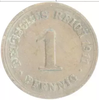 Монета пфенниг Германии 1911 года Медь F