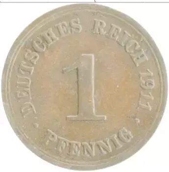 Монета пфенниг Германии 1911 года Медь F