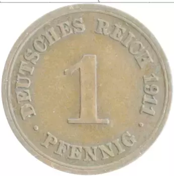 Монета пфенниг Германии 1911 года Медь G