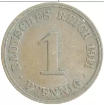 Монета пфенниг Германии 1911 года Медь J