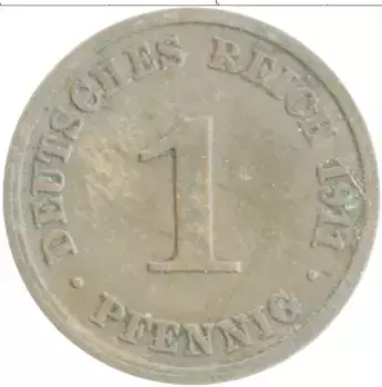 Монета пфенниг Германии 1911 года Медь J