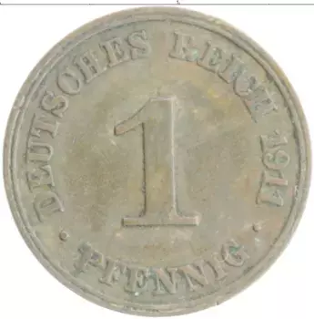 Монета пфенниг Германии 1911 года Медь J