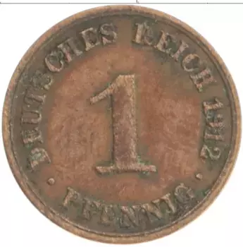 Монета пфенниг Германии 1912 года Медь A