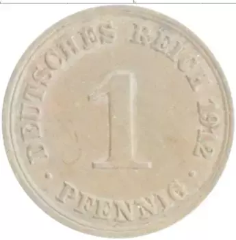 Монета пфенниг Германии 1912 года Медь A