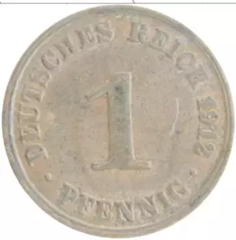 Монета пфенниг Германии 1912 года Медь A
