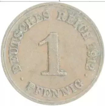 Монета пфенниг Германии 1912 года Медь D
