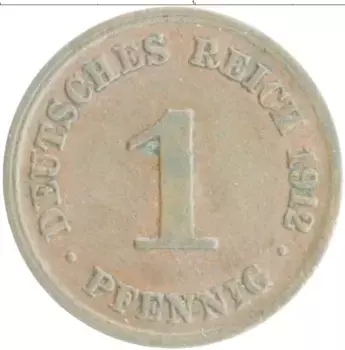 Монета пфенниг Германии 1912 года Медь D
