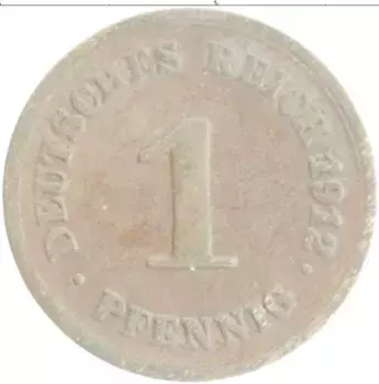 Монета пфенниг Германии 1912 года Медь F