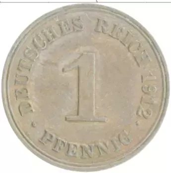 Монета пфенниг Германии 1912 года Медь G