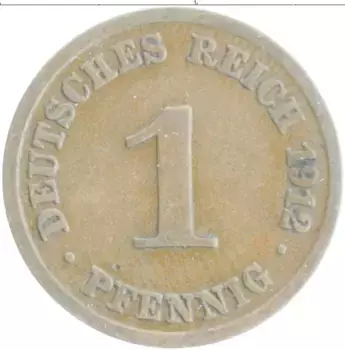 Монета пфенниг Германии 1912 года Медь J