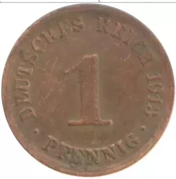 Монета пфенниг Германии 1913 года Медь A