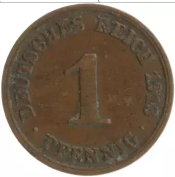 Монета пфенниг Германии 1913 года Медь А