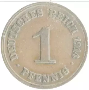 Монета пфенниг Германии 1914 года Медь F